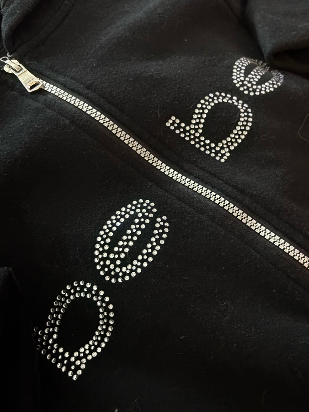 bebe Black Zip-Up Hoodie with Logo Tag